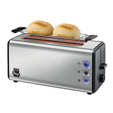 Unold 38915 Doppel-Langschlitztoaster - 4-Scheiben- Toaster, Edelstahl, 4 Funktionen: Auftauen, Aufwärmen, Toasten, Stoppen, mit Brötchenaufsatz, Kabelaufbewahrung im Sale